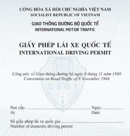Mặt trước bằng lái xe IDP Việt Nam
